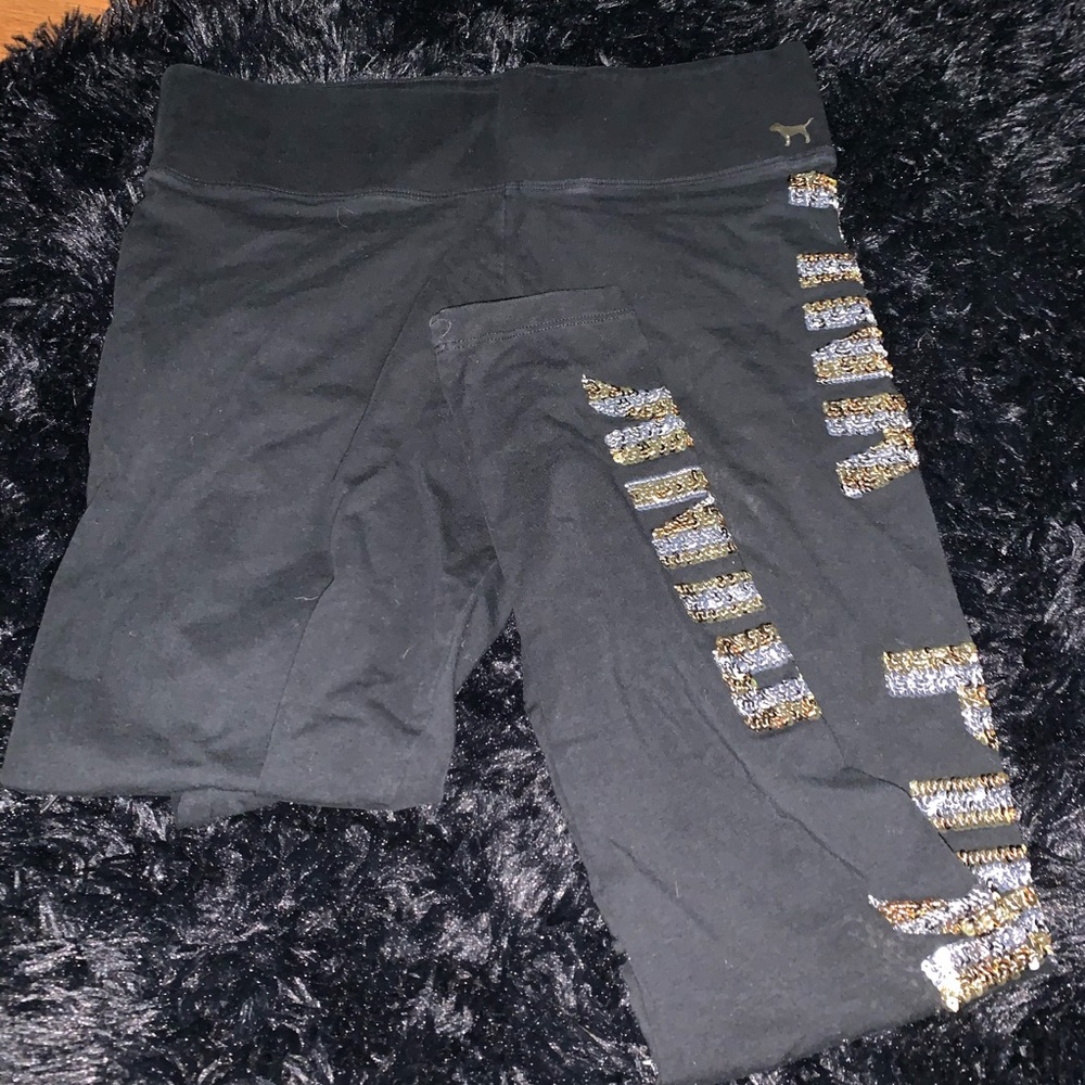 Black sequence pink leggings